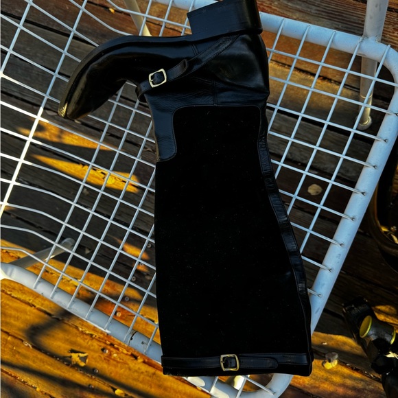 Ralph Lauren two-toned black leather and suede riding boots, beautiful contrast - Picture 3 of 10